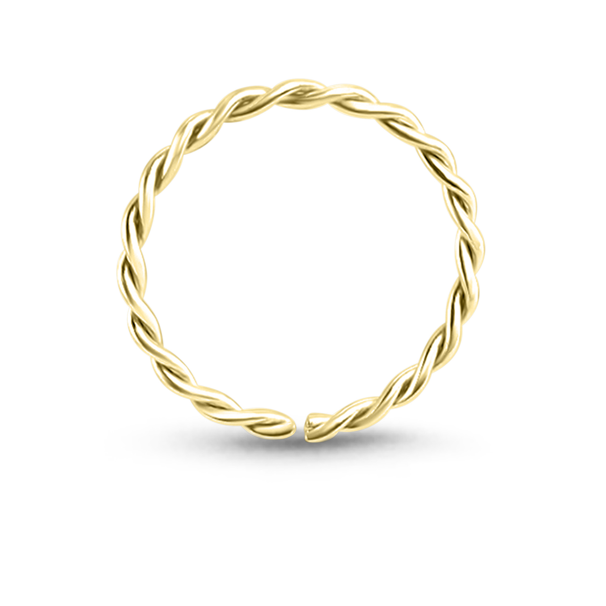 Twisted Seamless Hoop Nose Ring 14K Yellow, White or Rose Gold