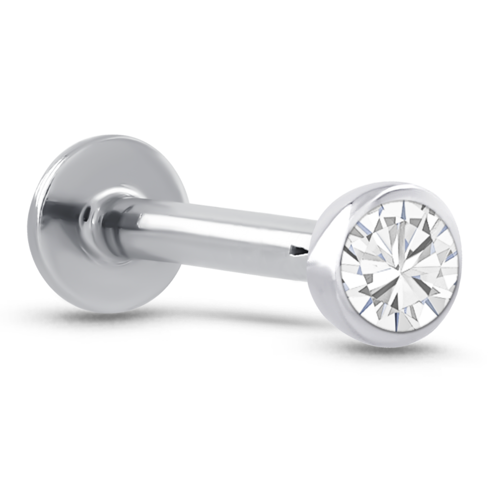 White Gold Bezel Labret 1.5mm