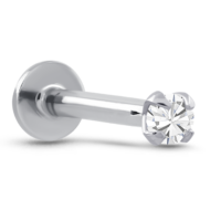 White Gold Push Pin Labret Featuring a Pronged 1.5mm Stone