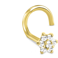 Yellow Gold Christina Flower Left Nostril Screw Featuring a 7 Stone Design