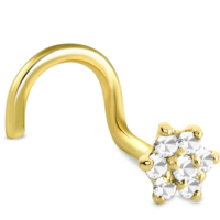 Yellow Gold Christina Flower Right Nostril Screw Featuring a 7 Stone Design