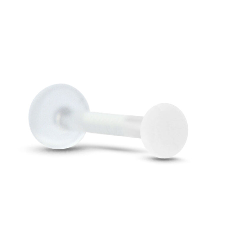 bioflex labret push pin stud featuring a 2mm clear disc