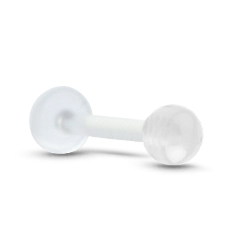 bioflex push pin labret stud featuring a 2.5mm clear ball