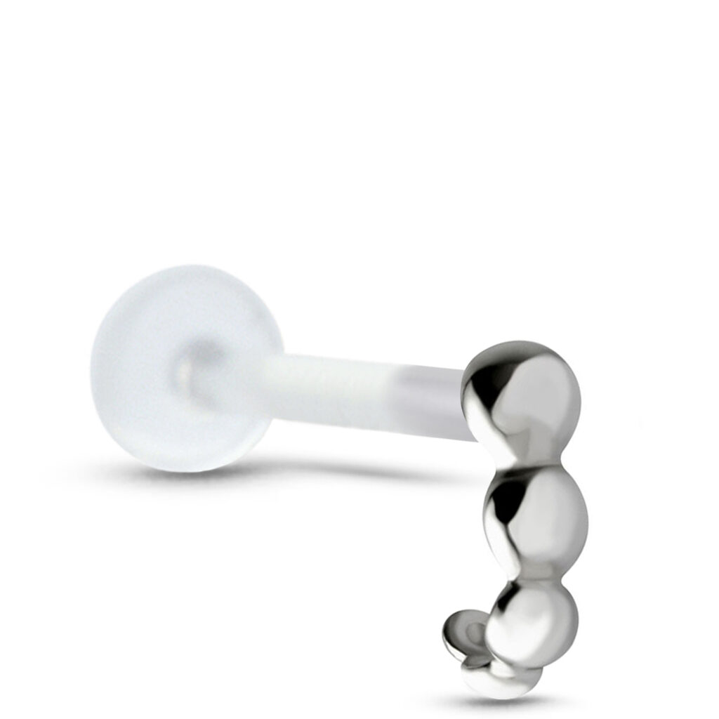 bioflex ear cartilage labret stud featuring a surgical steel bubble design insert