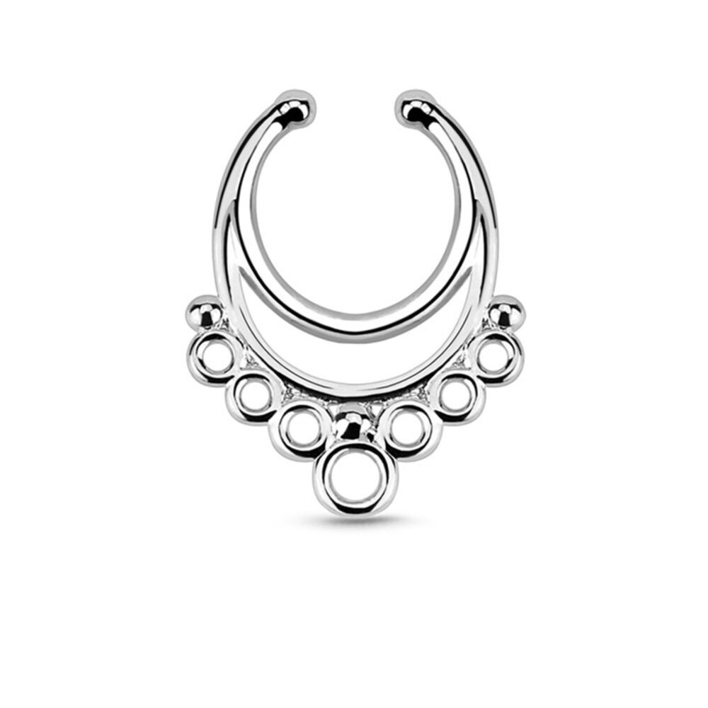 Circles Fake Septum Clicker Hanger Clip On Nose Ring Hoop