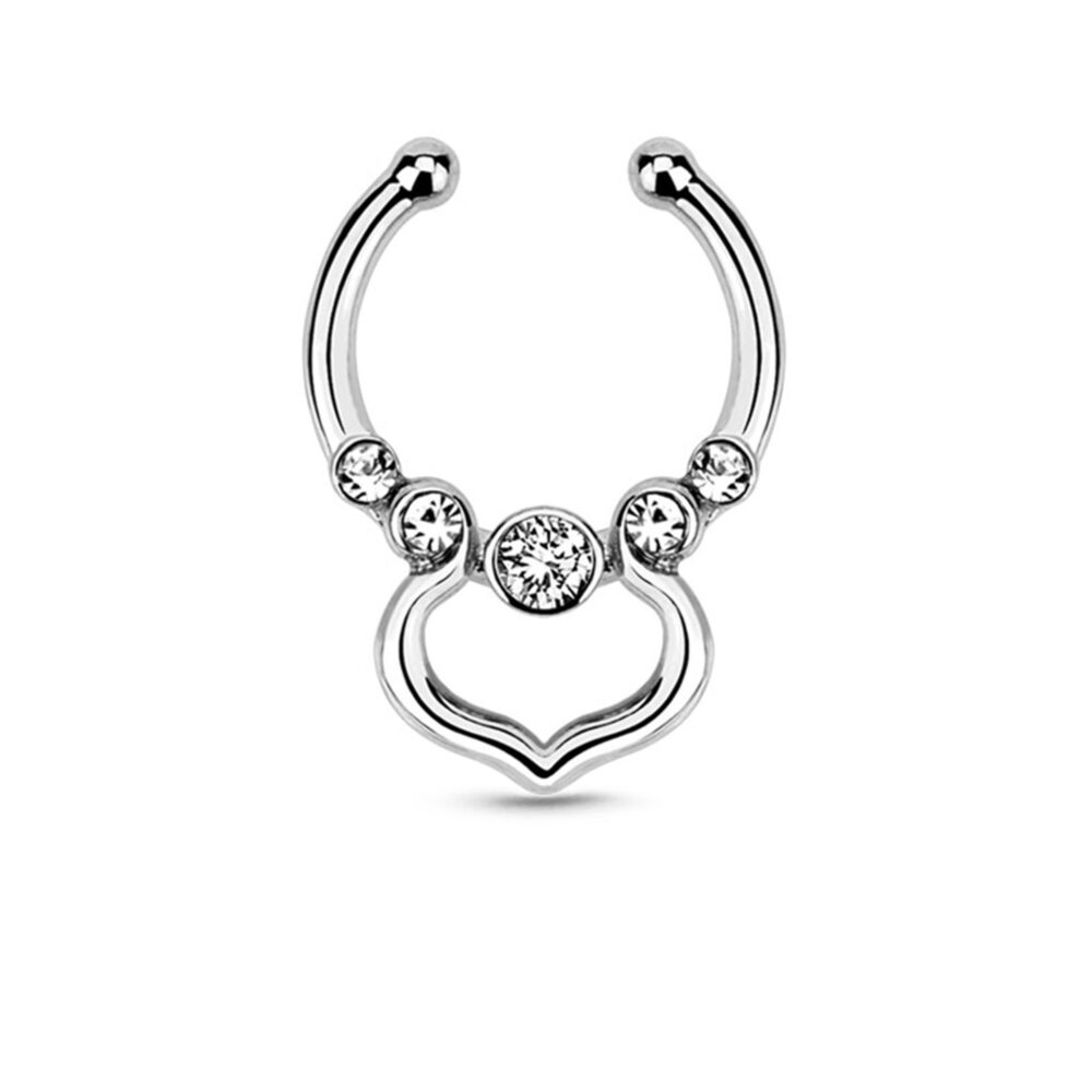 Venus CZ Fake Septum Clicker Hanger Clip On Nose Ring Hoop