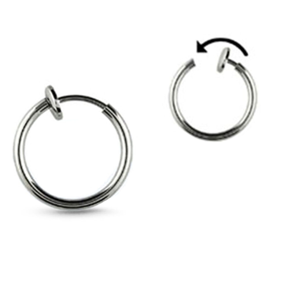 Fake Spring Loaded Hoop Earrings Clip On - Image 2