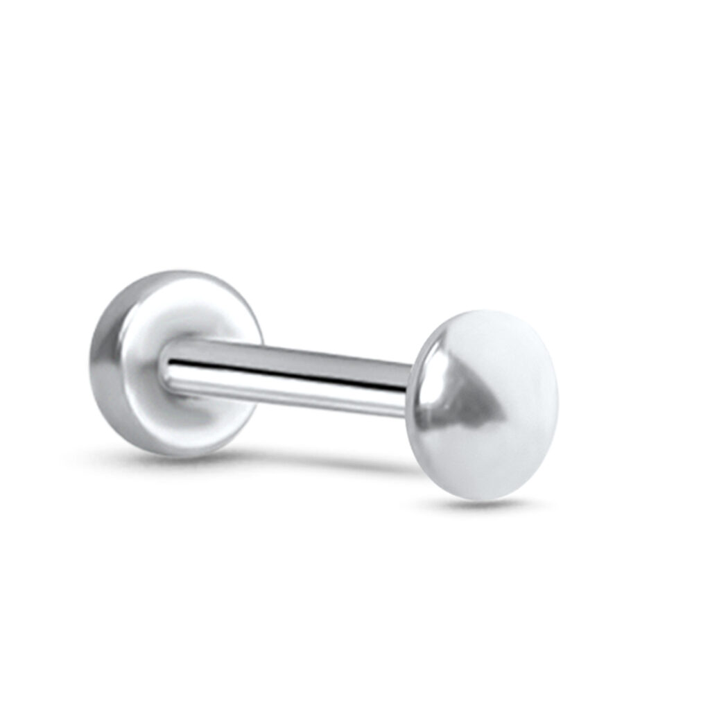 surgical steel push pin style labret stud featuring a 2.5mm disc design