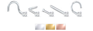 Moissanite Prong Nose Stud White, Yellow, Rose Gold