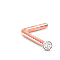 Sterling Silver Rose Gold Glued Bezel 1mm Stone L Bend