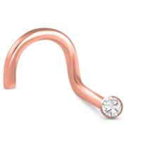 Sterling Silver Rose Gold Glued Bezel 1mm Stone Right Nose Screw