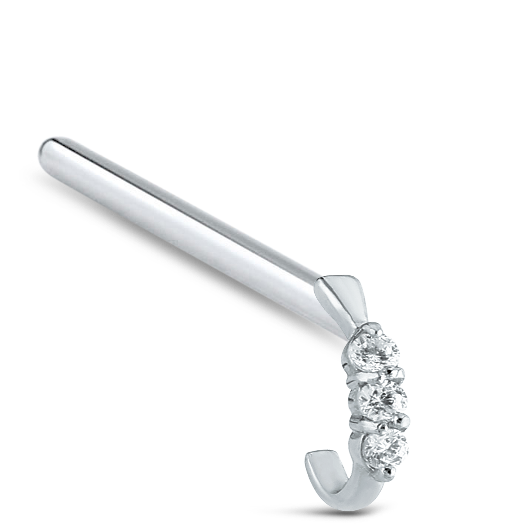 Triple Claw Set CZ Nose Hugger 925 Sterling Silver