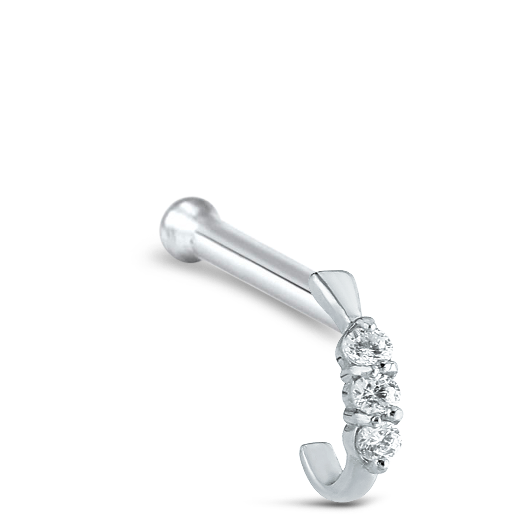 Triple Claw Set CZ Nose Hugger 925 Sterling Silver