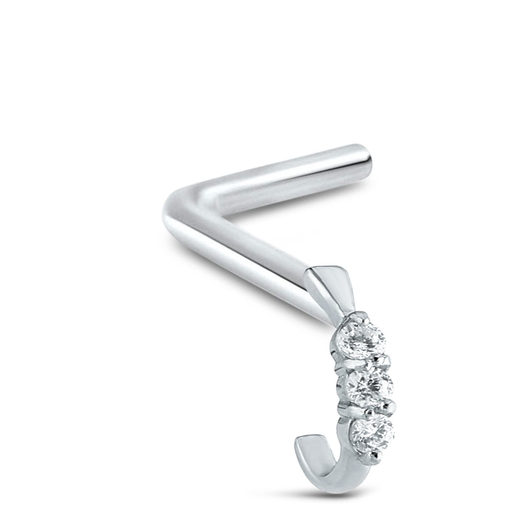 Triple Claw Set CZ Nose Hugger 925 Sterling Silver