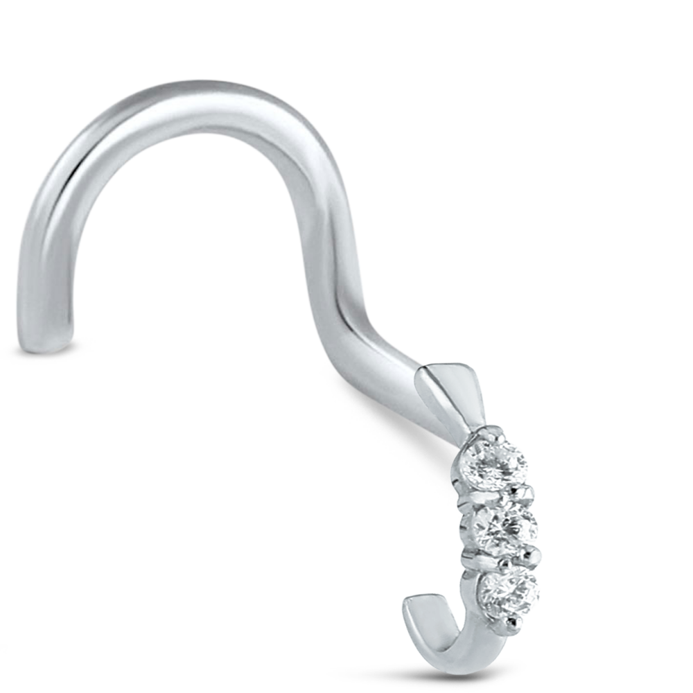 Triple Claw Set CZ Nose Hugger 925 Sterling Silver
