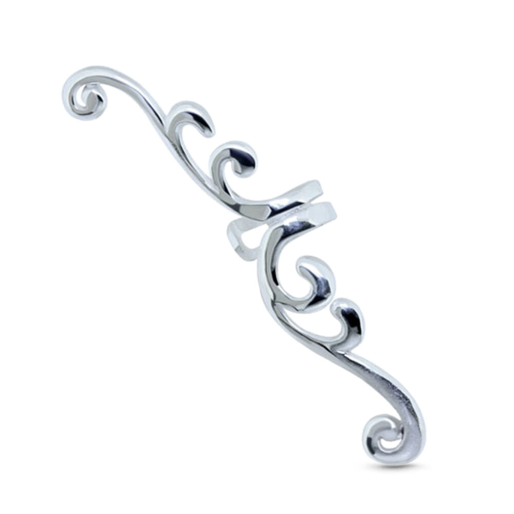 sterling silver fake ear cuff featuring a swirl design