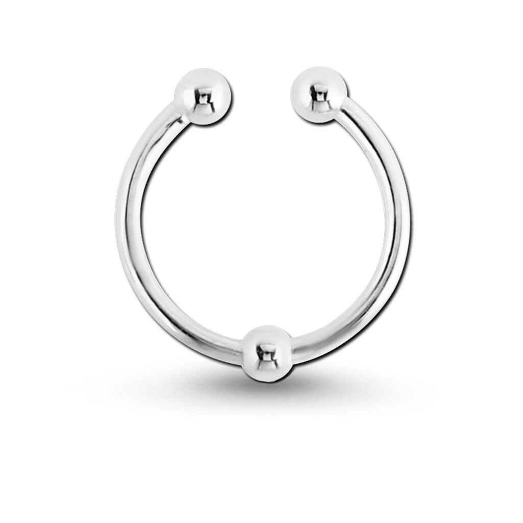 sterling silver fake septum hoop with a ball design