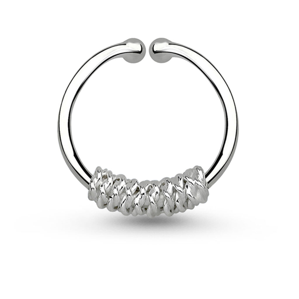 sterling silver fake septum hoop with a rope design