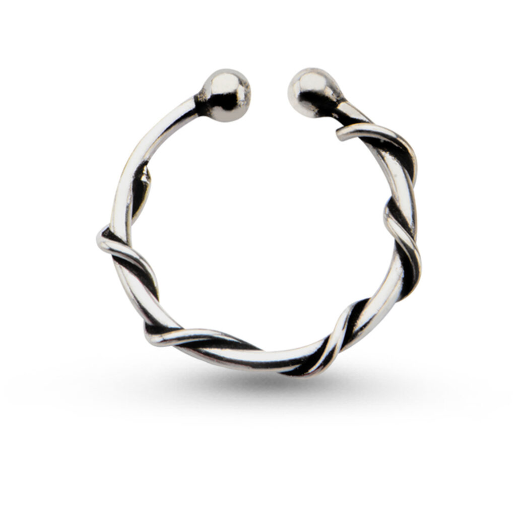 sterling silver fake septum hoop with a twisted wire design