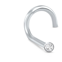 Sterling Silver Glued Bezel 1mm Stone Left Nose Screw