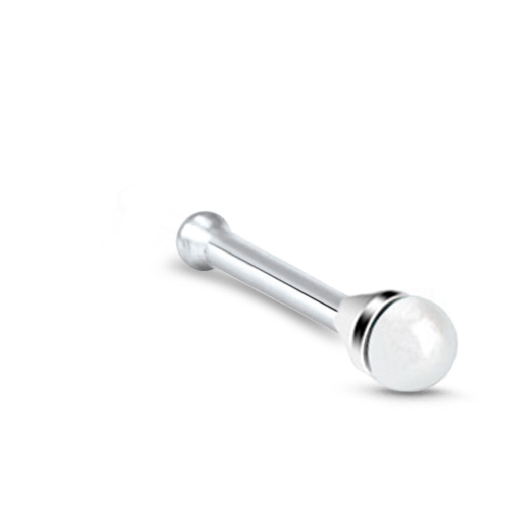 Semi-Precious Stone Nose Bone Ring 925 Sterling Silver Stud 22G