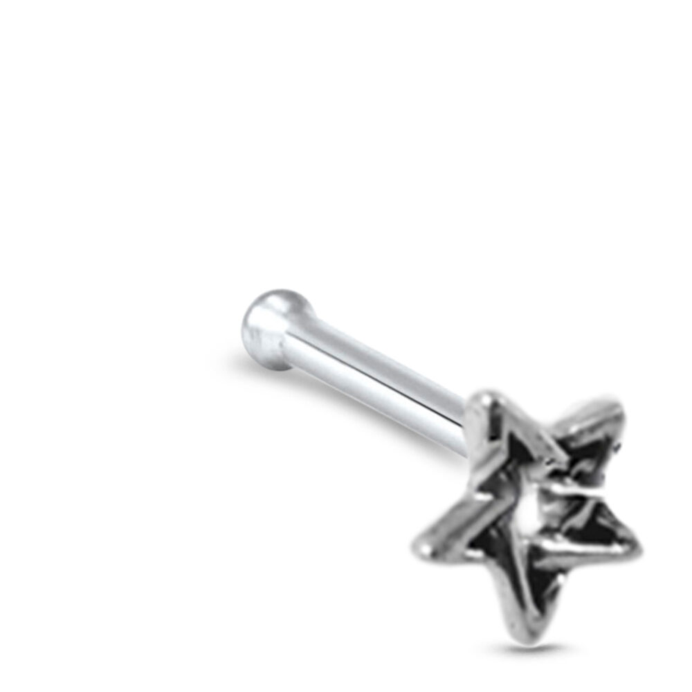 4.5mm Star Nose Bone Stud 925 Sterling Silver 22G