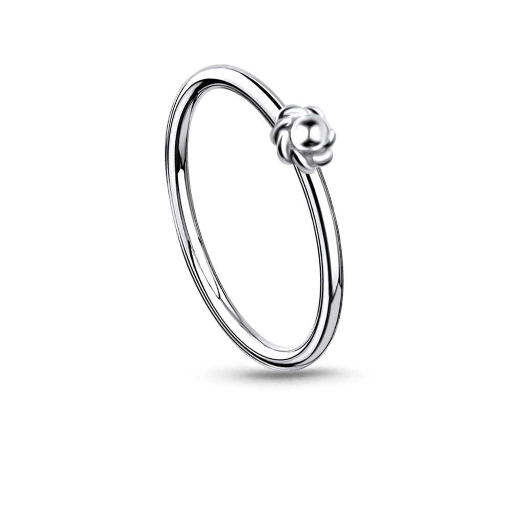 sterling silver seamless nose hoop featuring a flower design