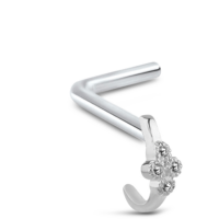 Sterling Silver 4 Stone Nose Hugger L Bend