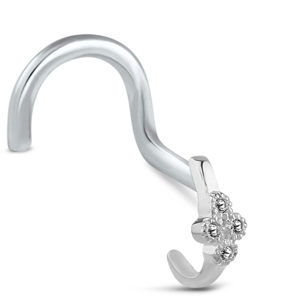 Sterling Silver 4 Stone Nose Hugger Right Nose Screw
