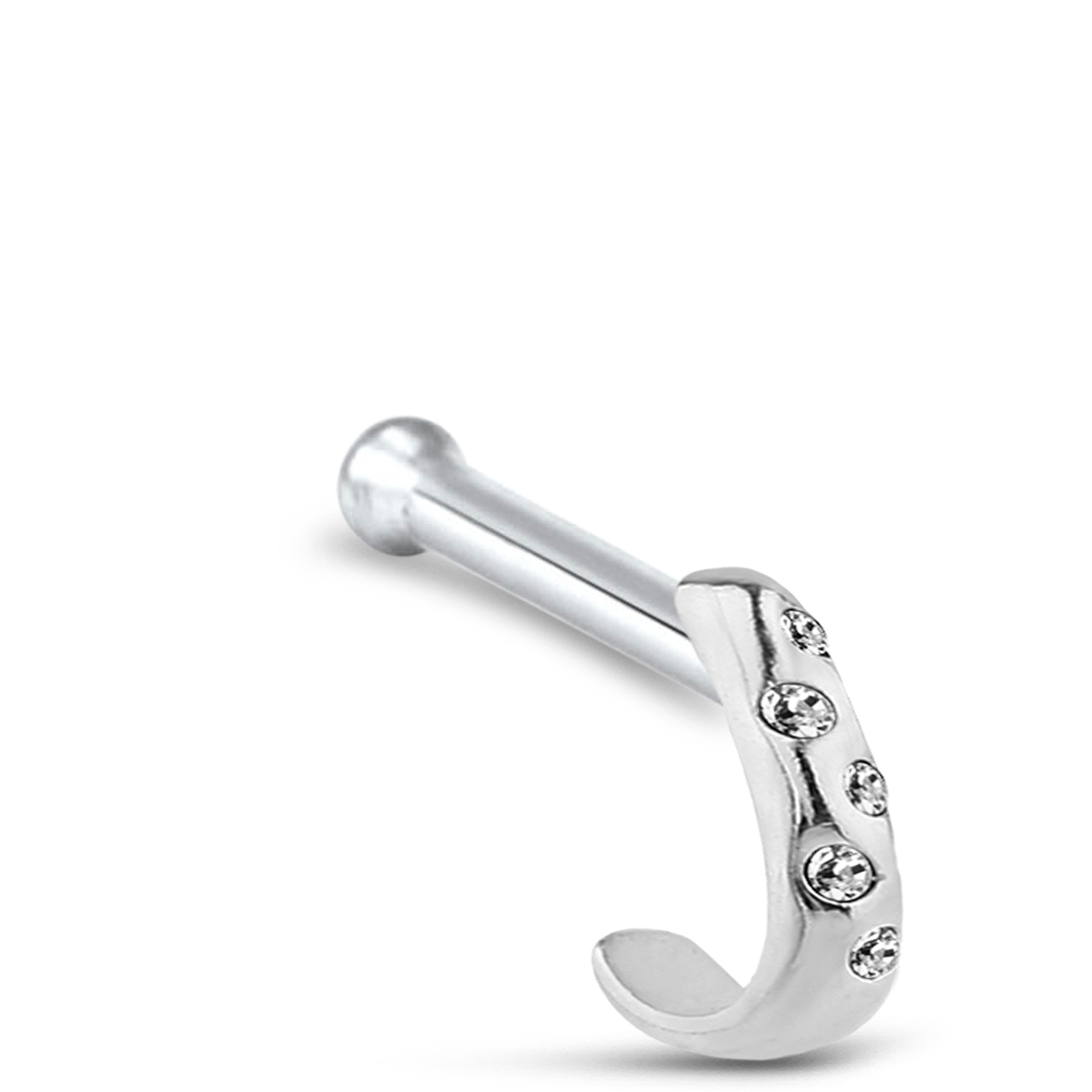 5 Stone CZ Nose Hugger Stud 925 Sterling Silver