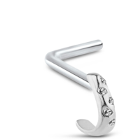 Sterling Silver five stone Nose Hugger L Bend