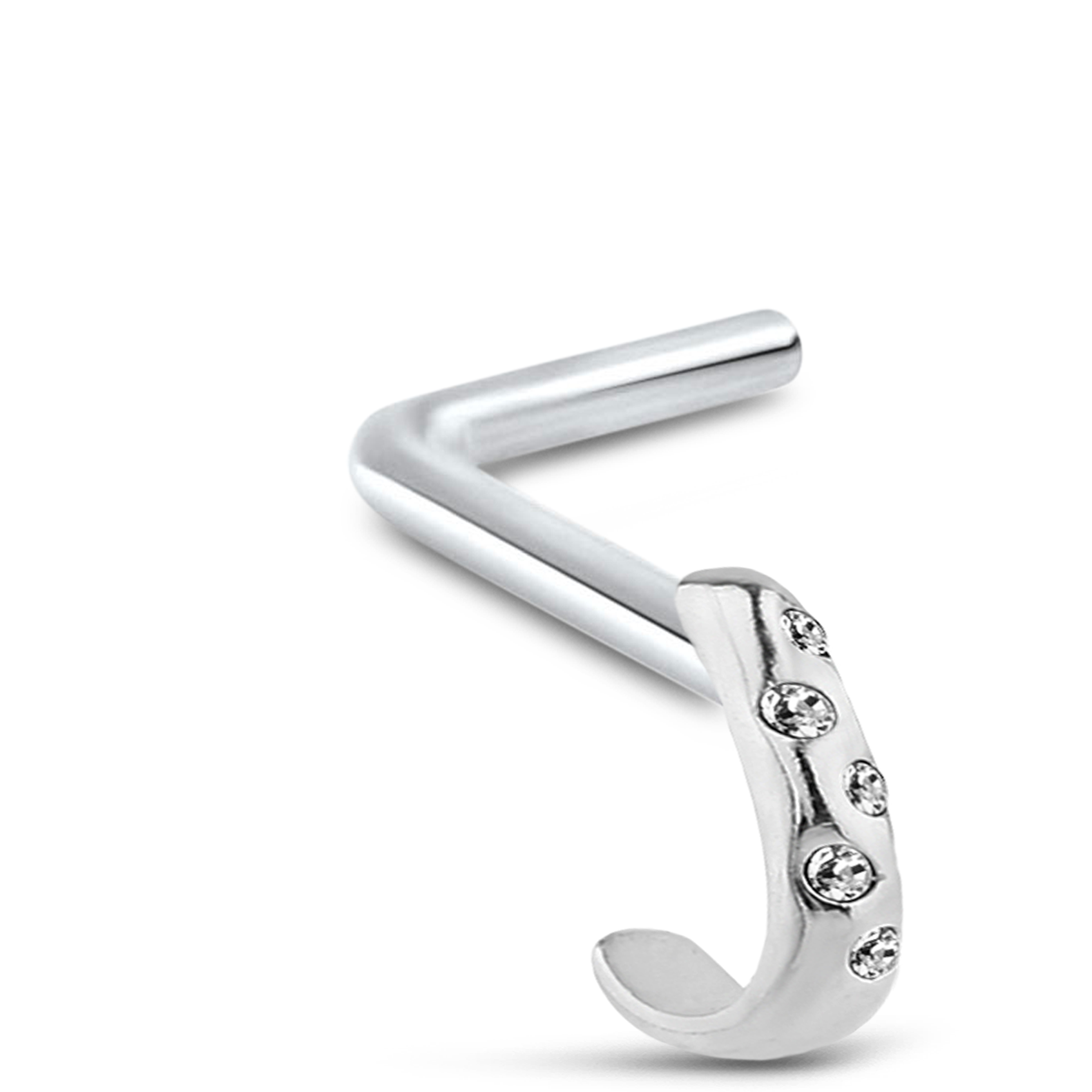 5 Stone CZ Nose Hugger Stud 925 Sterling Silver