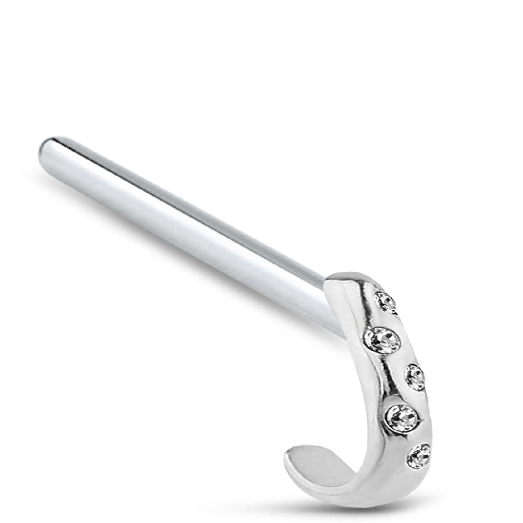 5 Stone CZ Nose Hugger Stud 925 Sterling Silver