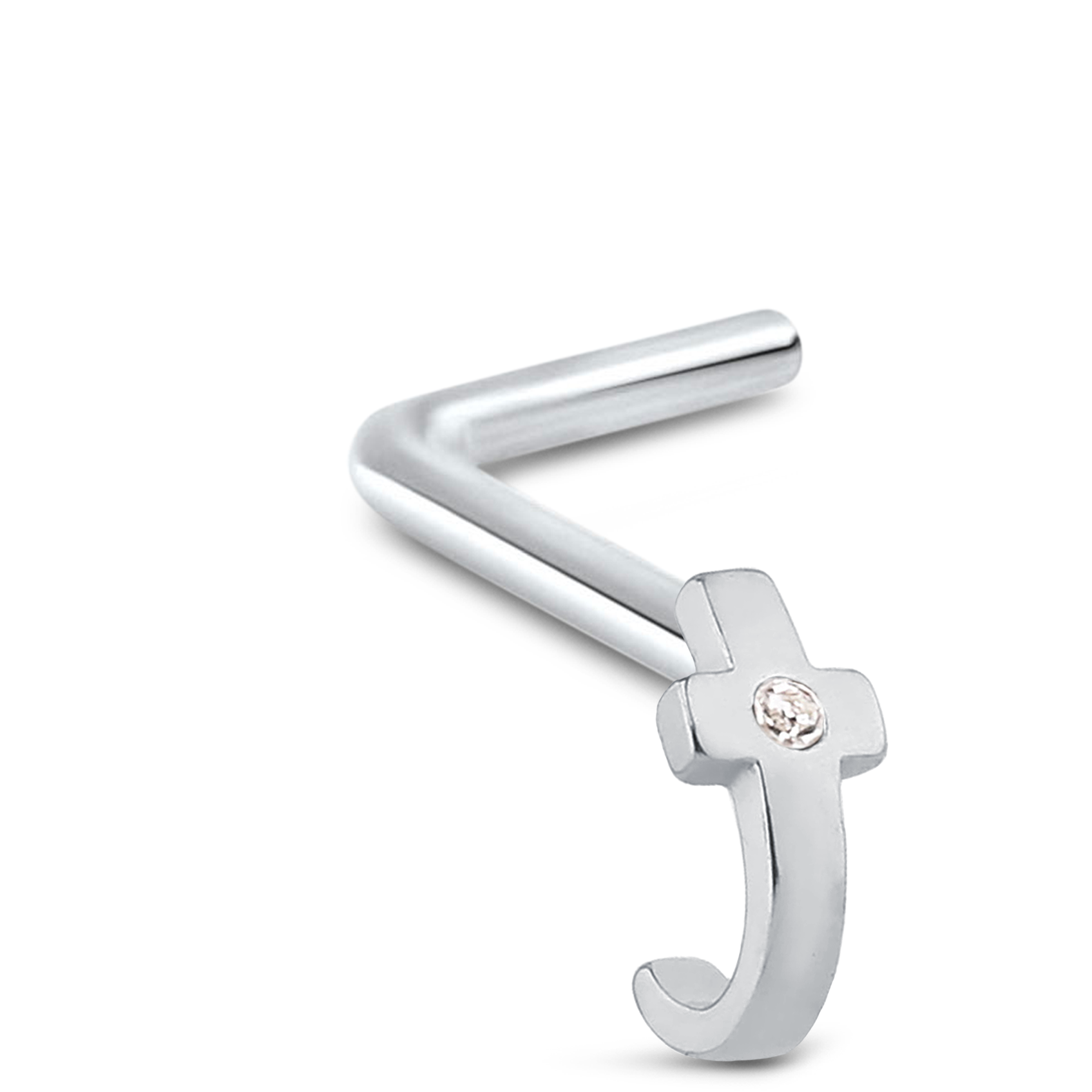Cross CZ Nose Hugger Stud 925 Sterling Silver