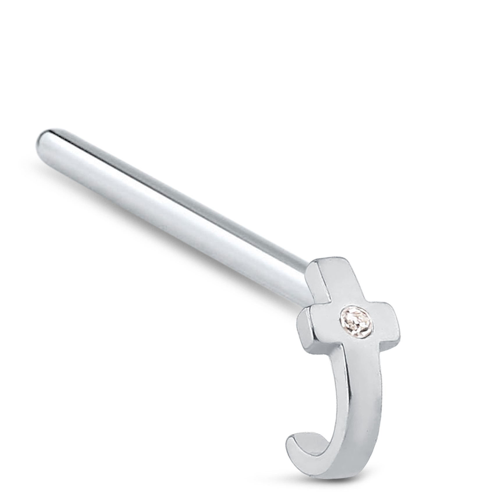 Cross CZ Nose Hugger Stud 925 Sterling Silver