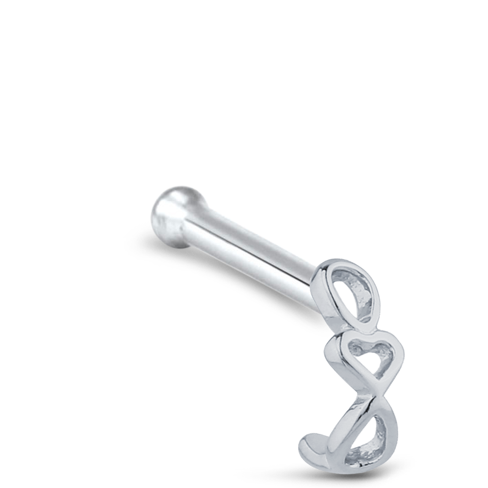Chain Heart Nose Hugger Stud 925 Sterling Silver