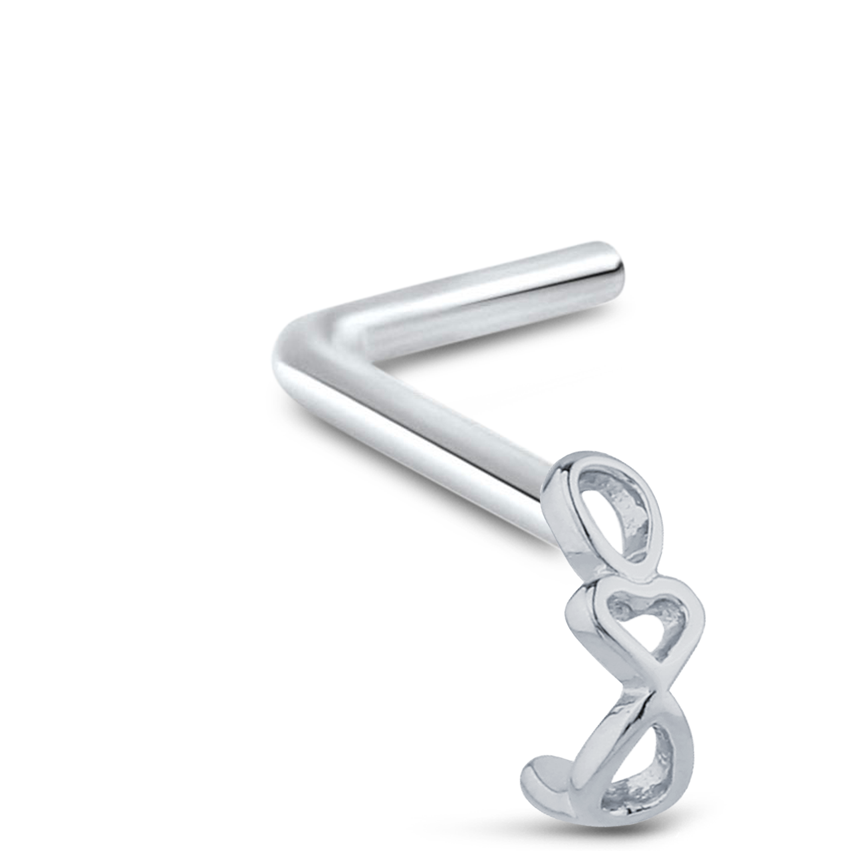 Chain Heart Nose Hugger Stud 925 Sterling Silver