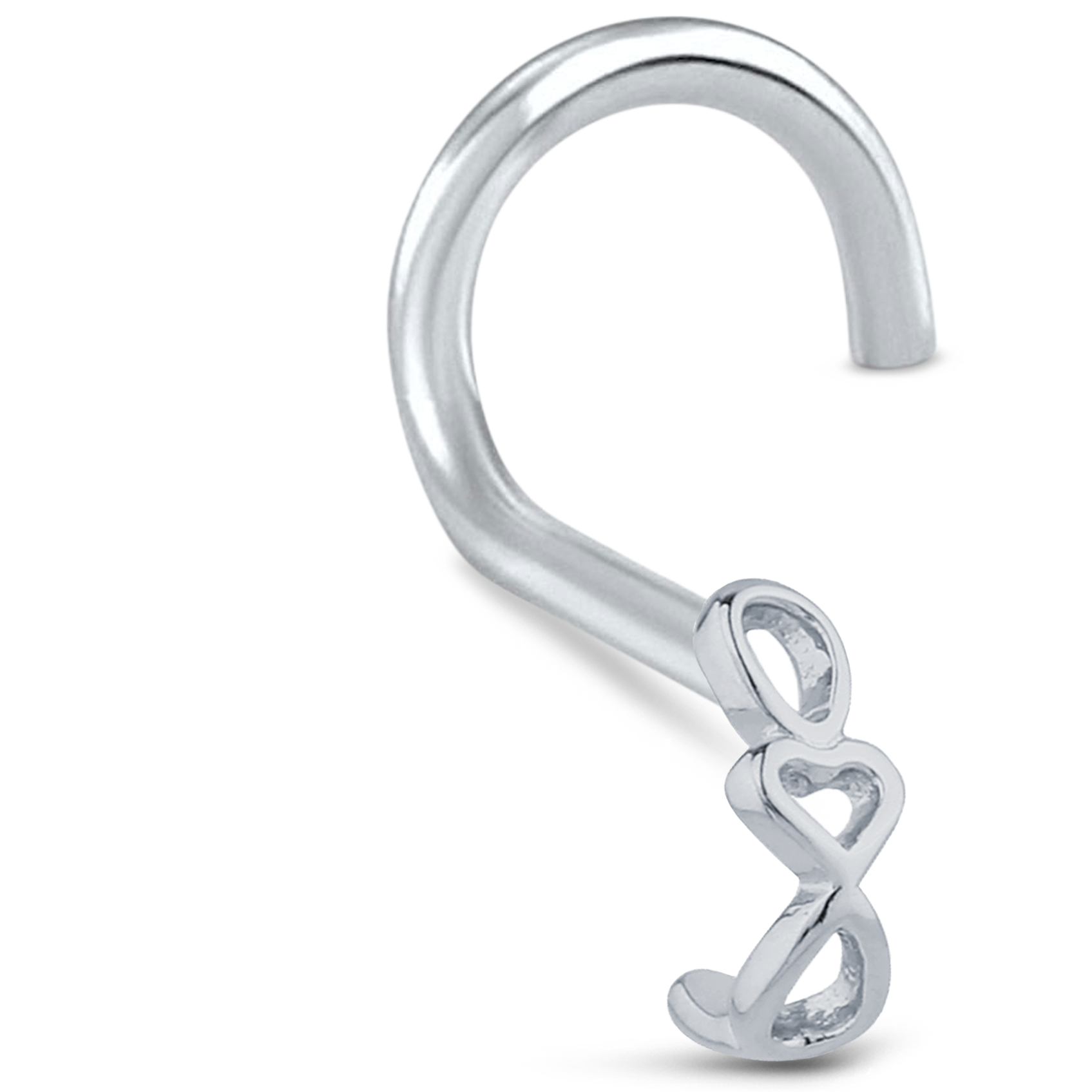 Chain Heart Nose Hugger Stud 925 Sterling Silver