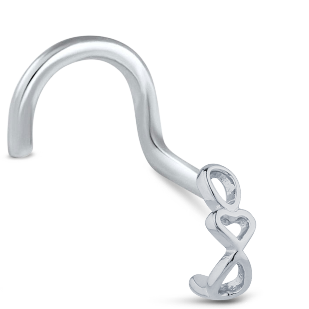 Sterling Silver Heart Chain Nose Hugger Right Nose Screw