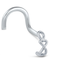 Sterling Silver Heart Chain Nose Hugger Right Nose Screw