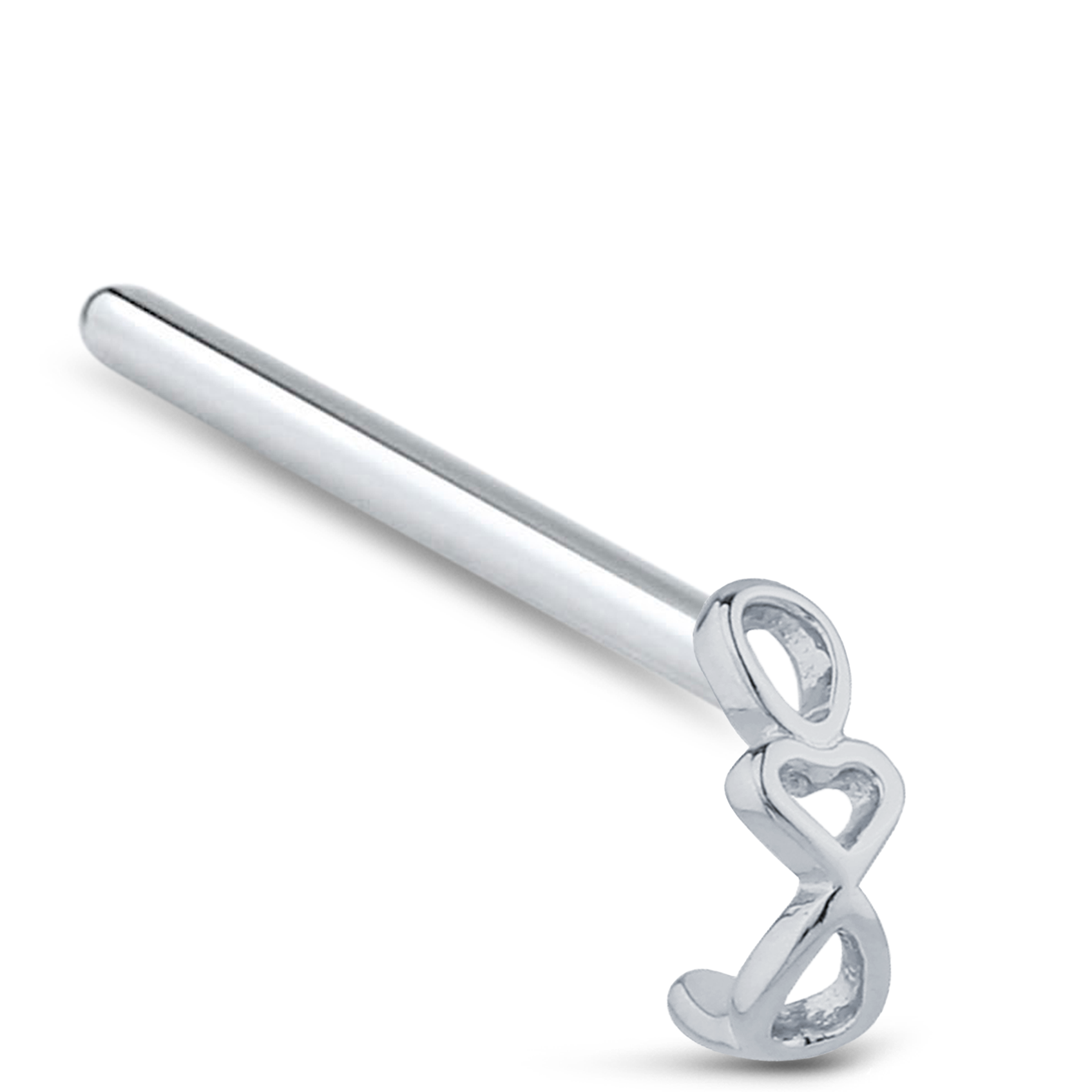 Chain Heart Nose Hugger Stud 925 Sterling Silver