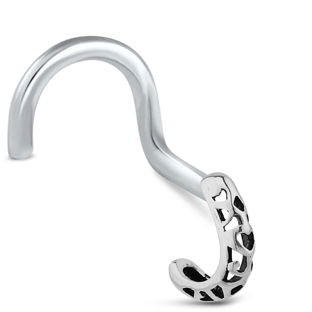 sterling silver Hollow pattern Nose Hugger right nose screw