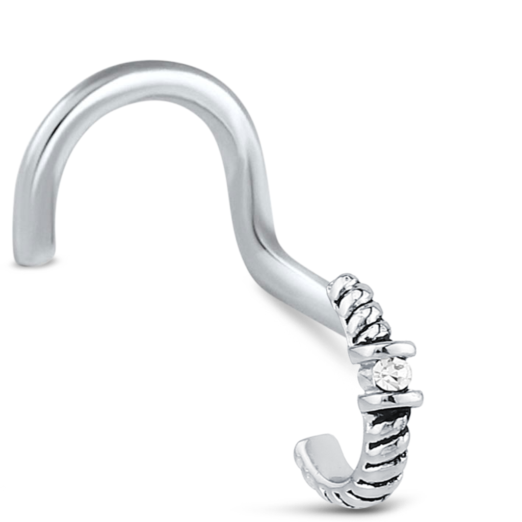 sterling silver Single Solitaire Nose Hugger Right Nose Screw