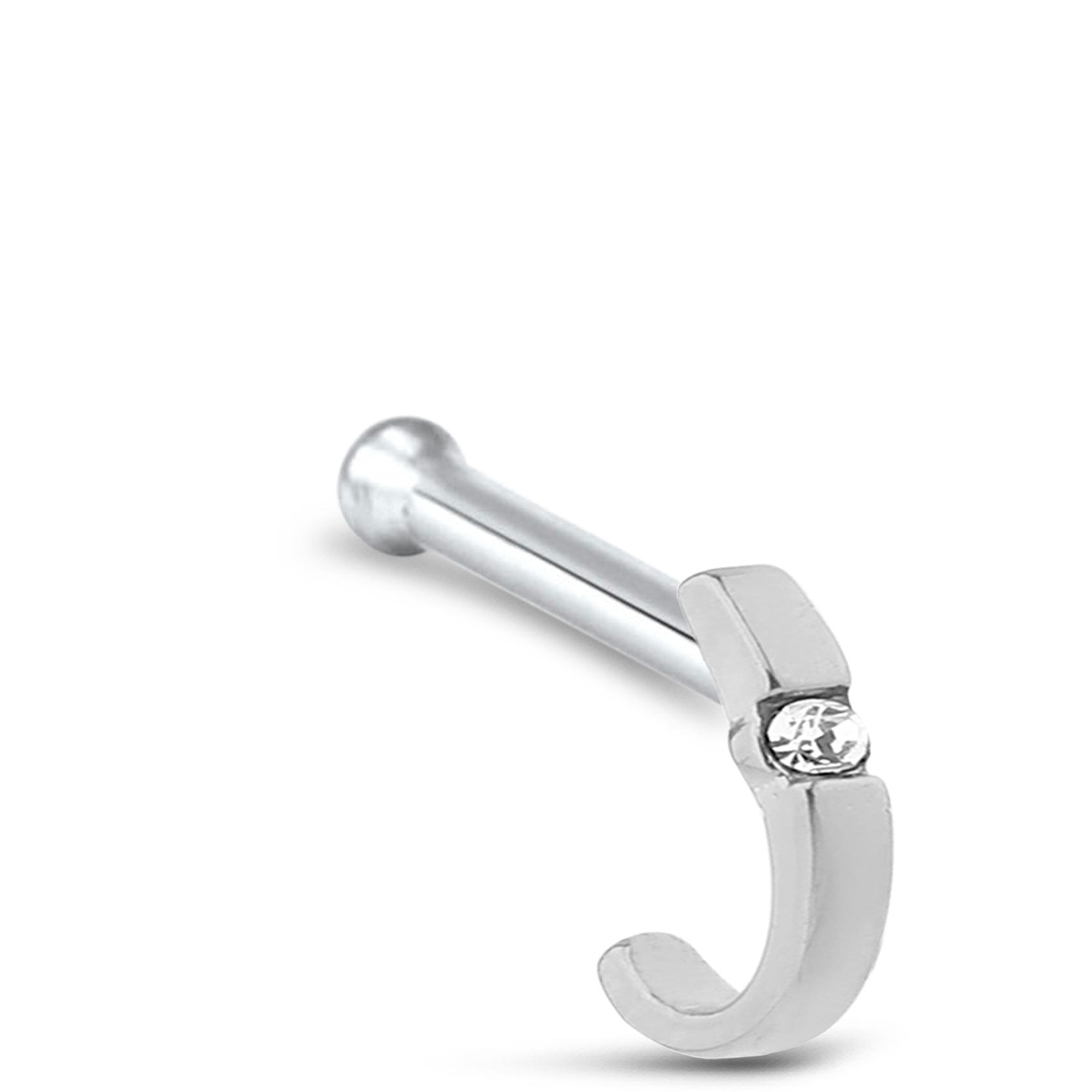 Single Solitaire CZ Nose Hugger Stud 925 Sterling Silver
