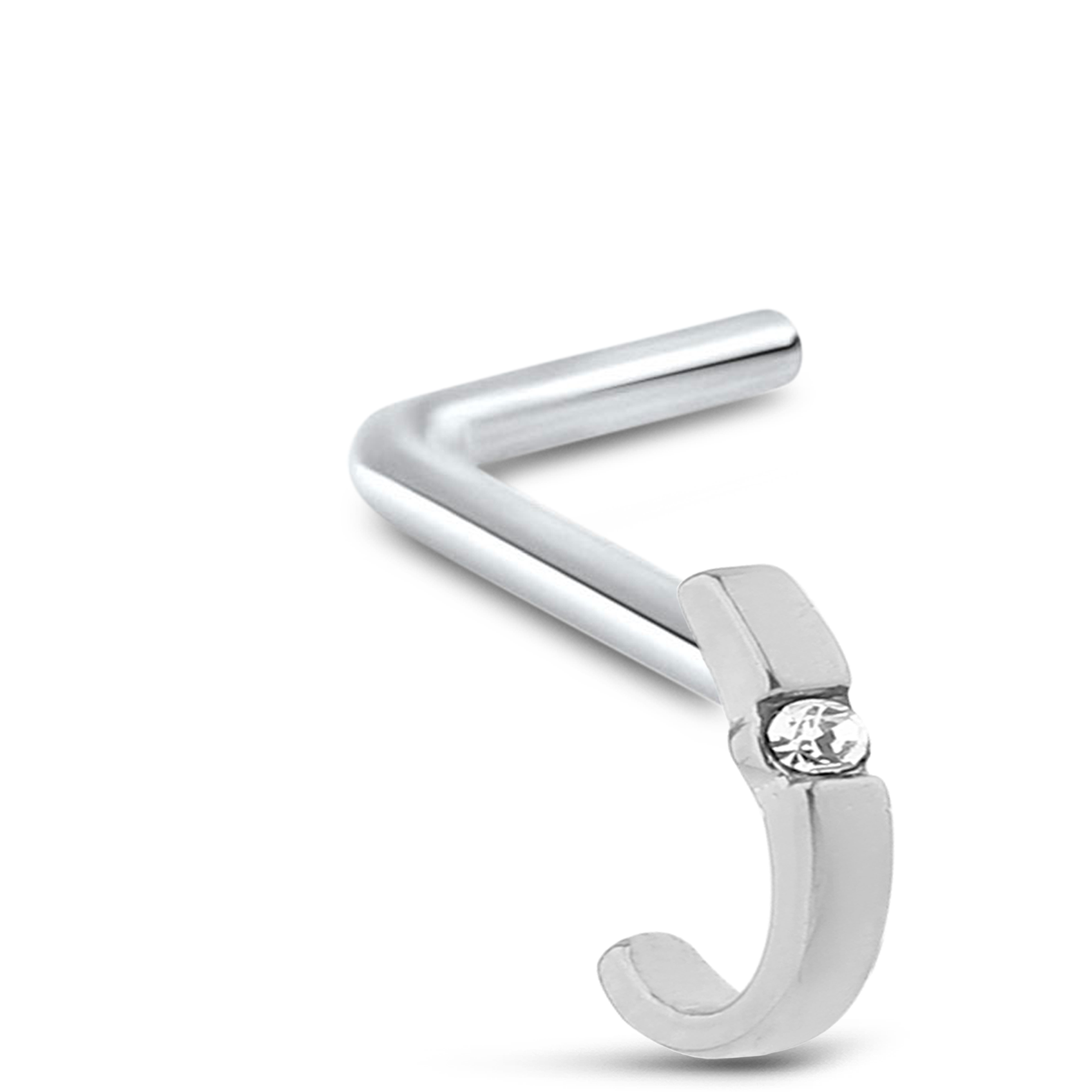 Single Solitaire CZ Nose Hugger Stud 925 Sterling Silver