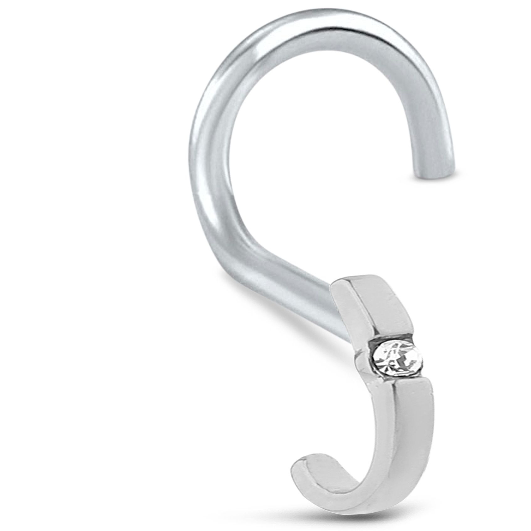 Single Solitaire CZ Nose Hugger Stud 925 Sterling Silver