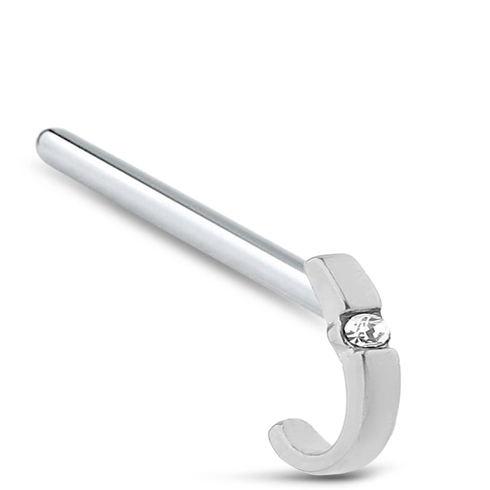 Single Solitaire CZ Nose Hugger Stud 925 Sterling Silver