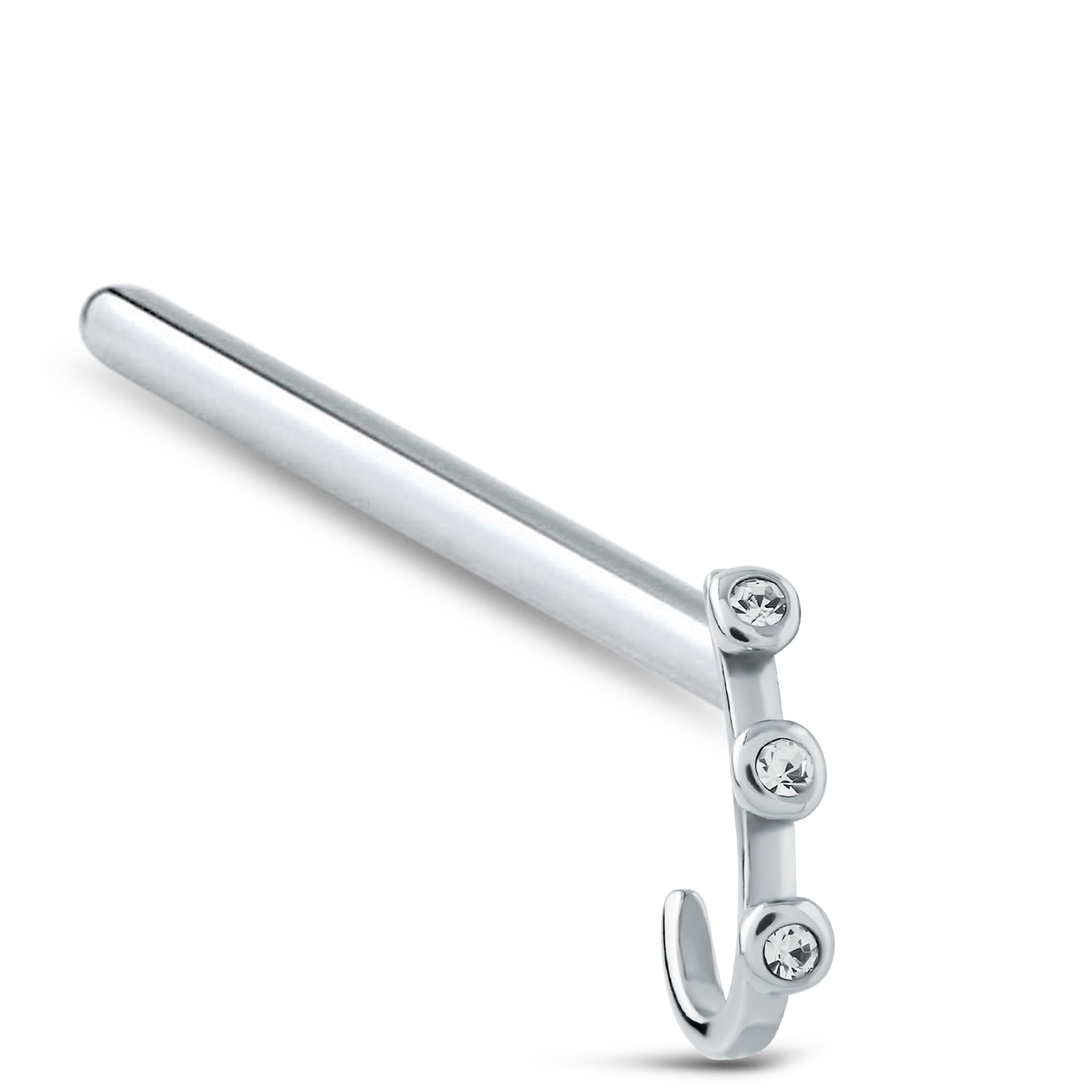 Triple CZ Nose Hugger Stud 925 Sterling Silver