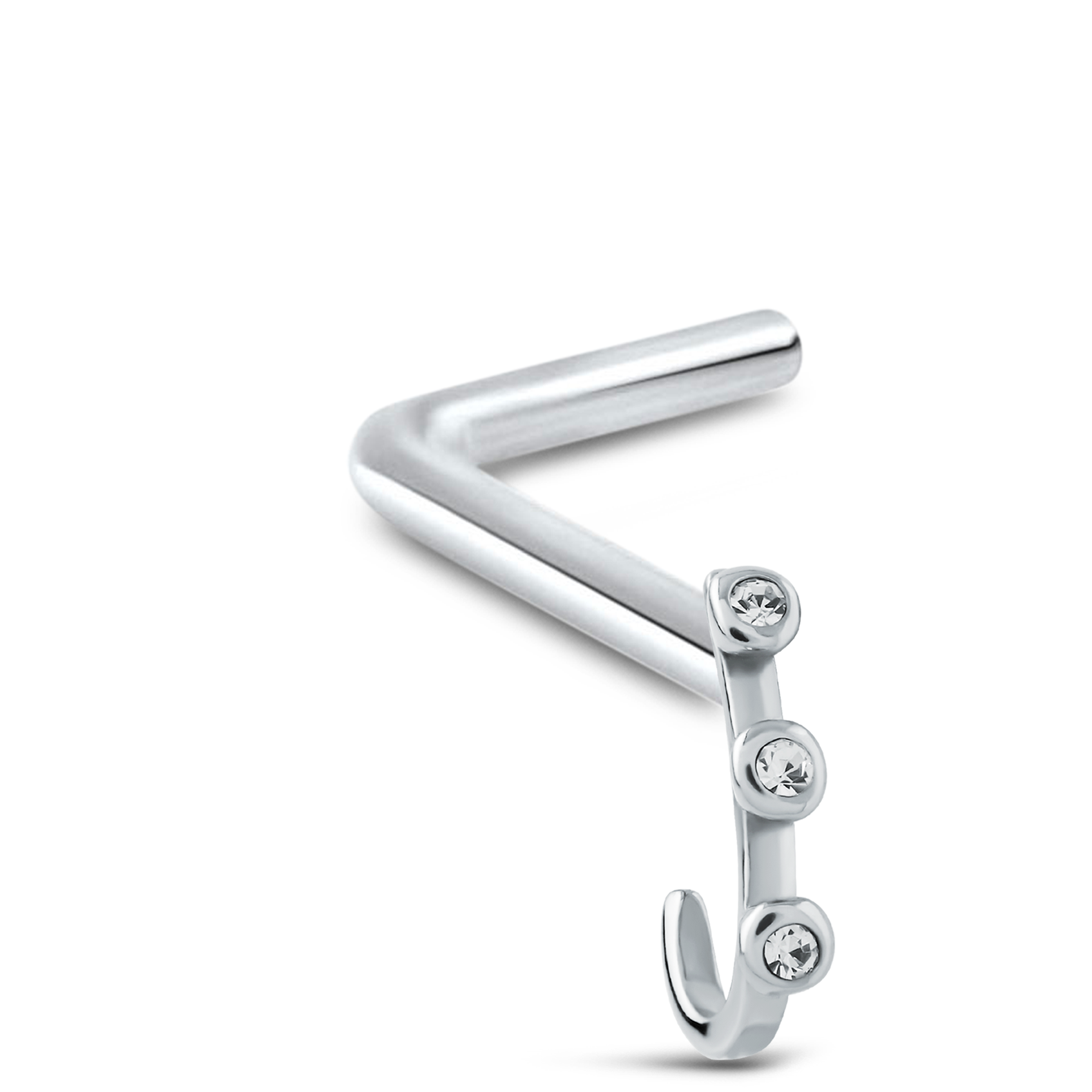 Triple CZ Nose Hugger Stud 925 Sterling Silver