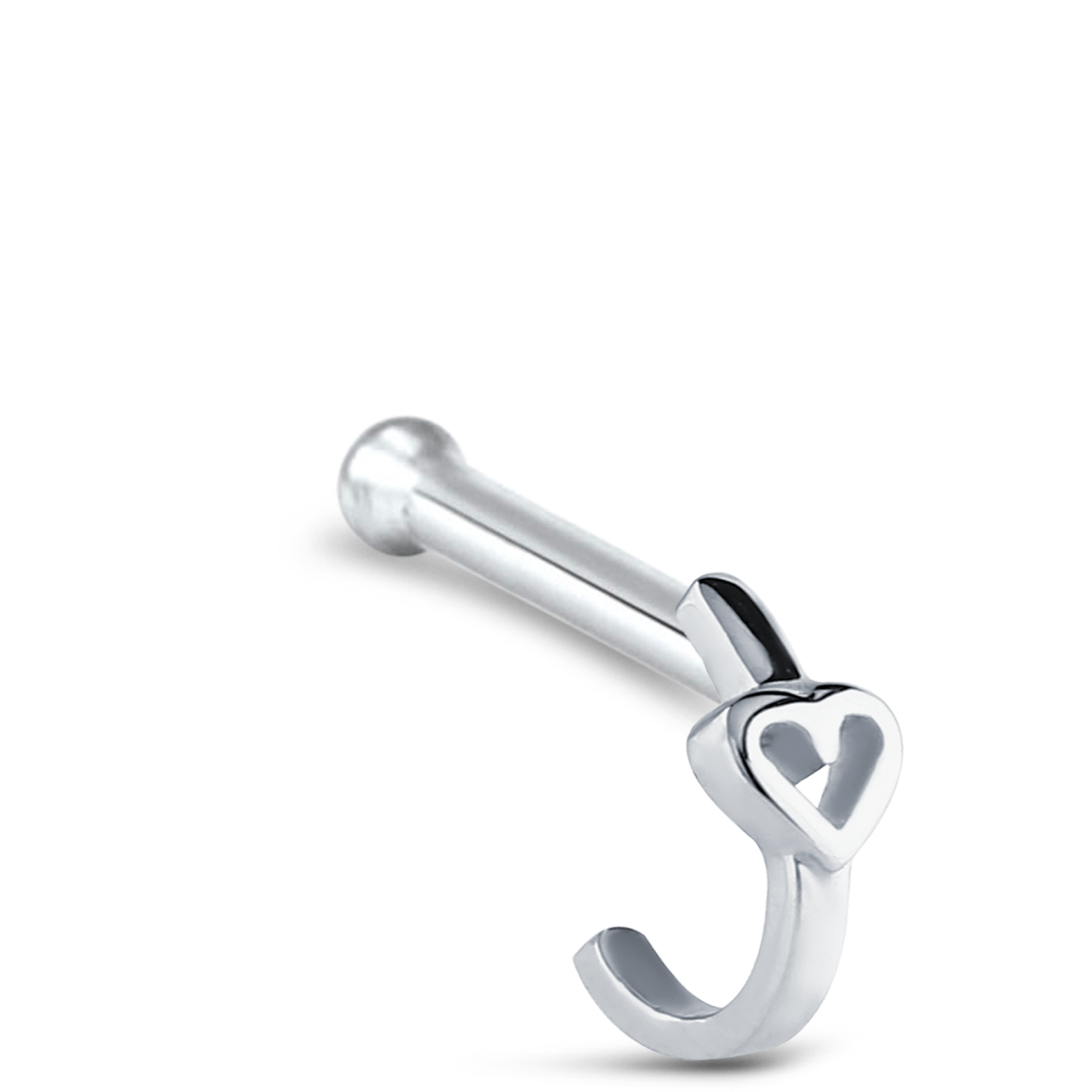 Hollow Heart Nose Hugger Stud 925 Sterling Silver